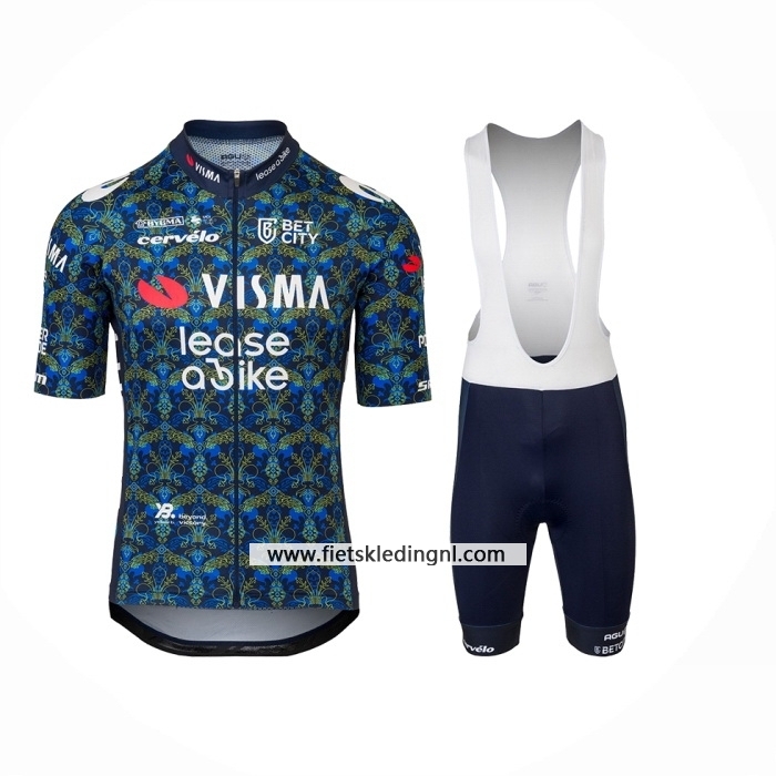 2024 Fietskleding Jumbo Visma Blauw Korte Mouwen En Koersbroek